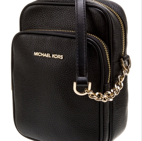 Michael Kors Black Leather Crossbody with Gold Details - Picture 2 of 4